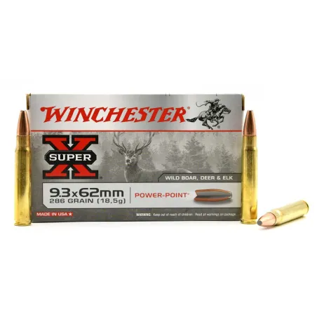 Boite de 20 Balles Power-point Super X pointe molle plomb 9.3x62 