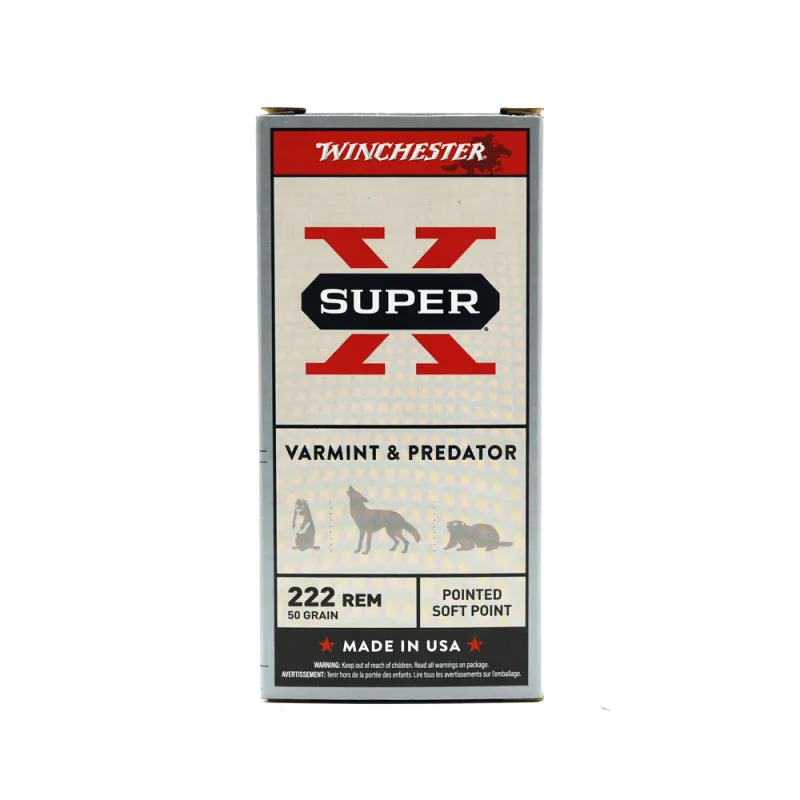 Boite de 20 Balles Power-point Super X pointe molle plomb 222 Rem