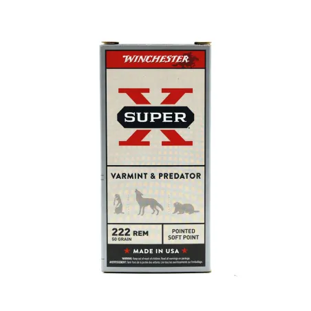 Boite de 20 Balles Power-point Super X pointe molle plomb 222 Rem