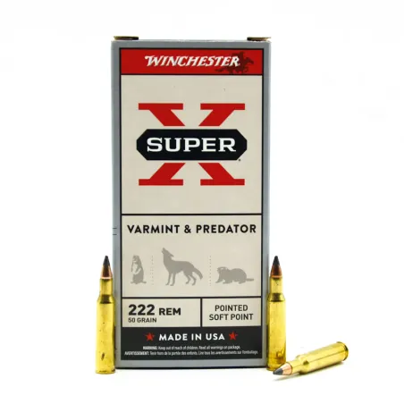 Boite de 20 Balles Power-point Super X pointe molle plomb 222 Rem