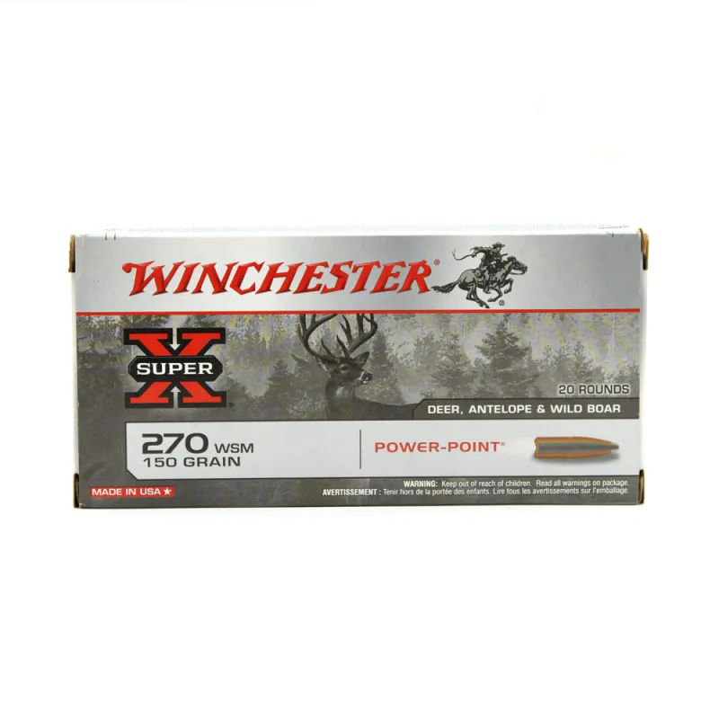 Boite de 20 Balles Power-point Super X pointe molle plomb 270 WSM