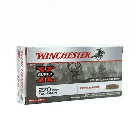 Boite de 20 Balles Power-point Super X pointe molle plomb 270 WSM
