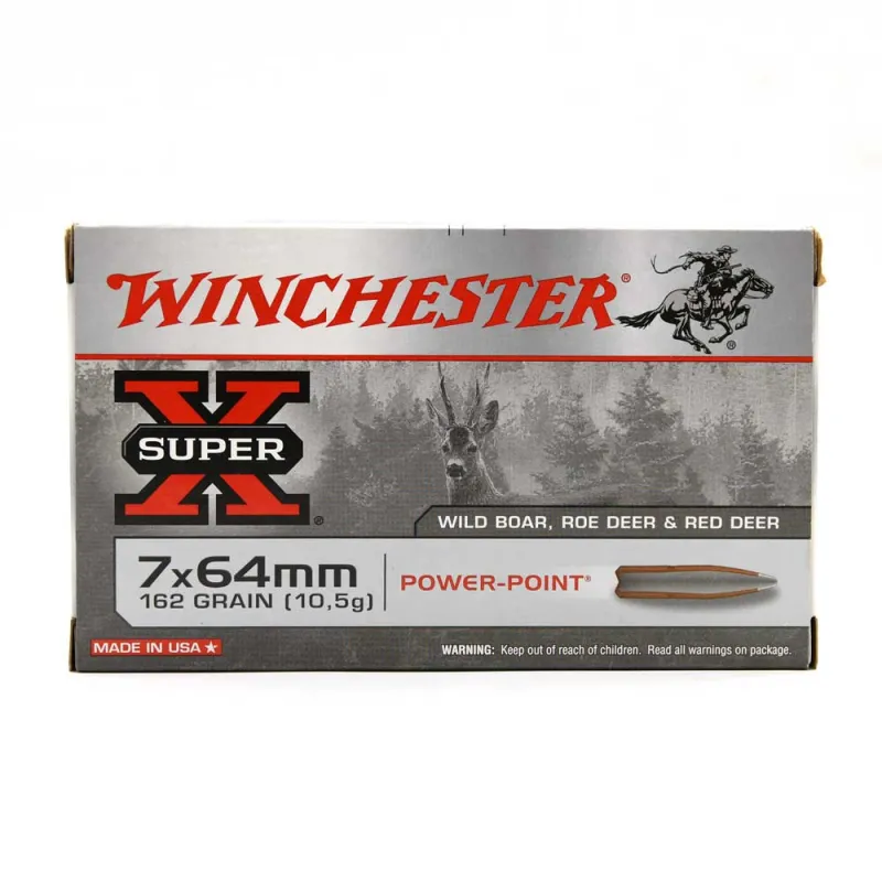 Boite de 20 Balles Power-point Super X pointe molle plomb 7 x 64