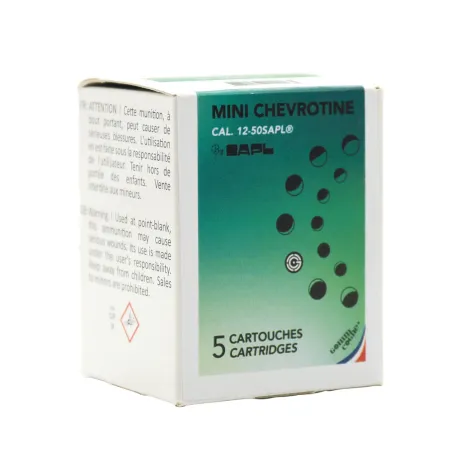 Cartouches mini Gomme cogne chevrotines Cal 12/50