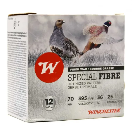 Boite de 25 cartouches Spécial Fibre bourre grasse rose 12/70 36g