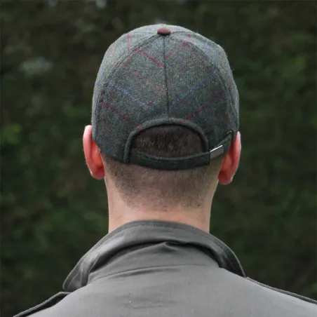 Casquette à carreaux réglable laine polyester kaki marron T58