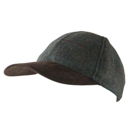 Casquette à carreaux réglable laine polyester kaki marron T58