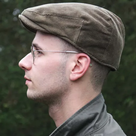 Casquette plate velours coton doublé polyester kaki T57