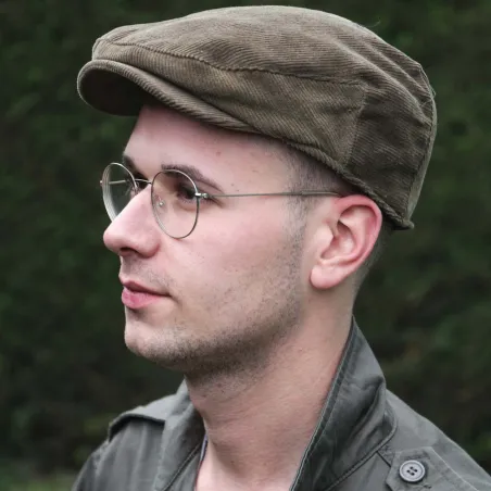 Casquette plate velours coton doublé polyester kaki T57