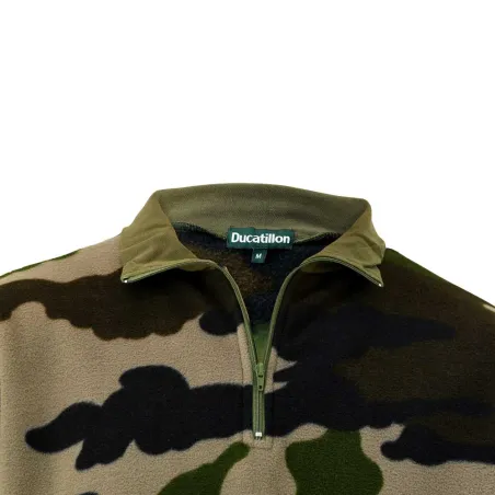 Sweat polyester col montant zippé polaire camo CE Taille M