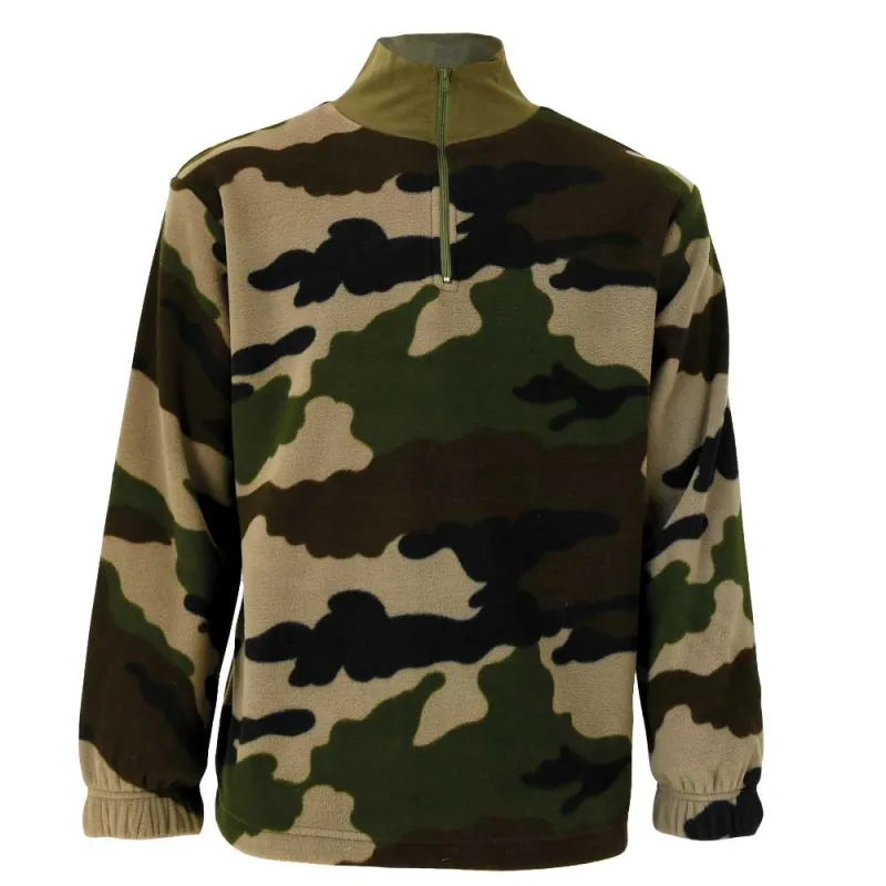 Sweat polyester col montant zippé polaire camo CE Taille M
