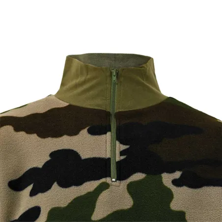 Sweat polyester col montant zippé polaire camo CE Taille M