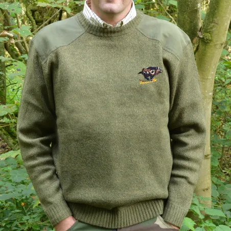 Pull col rond broderie Sanglier Taille S