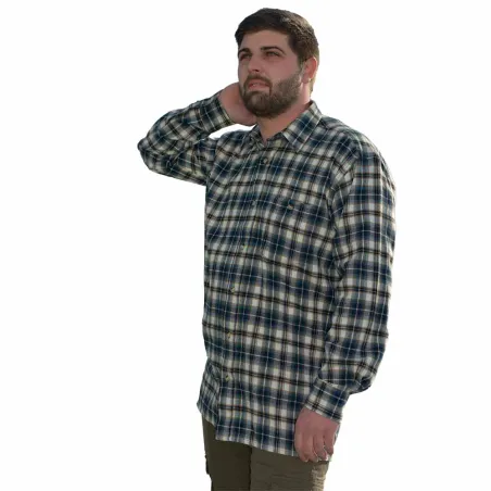 Chemise longue à carreaux bleu Chevron taille S à 4XL