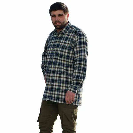 Chemise longue à carreaux bleu Chevron taille 2XL