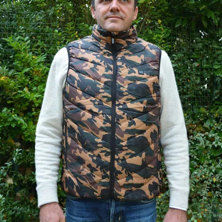Gilet chauffant fibre polyester et carbone camo CE M à 3XL