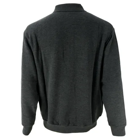Pull Xeres coton polyester gris anthracite col bleu clair Taille L