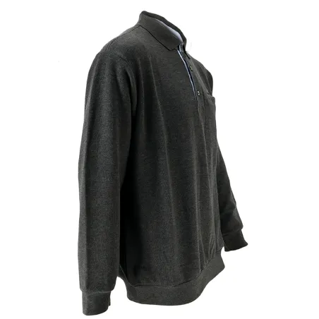 Pull Xeres coton polyester gris anthracite col bleu clair Taille L