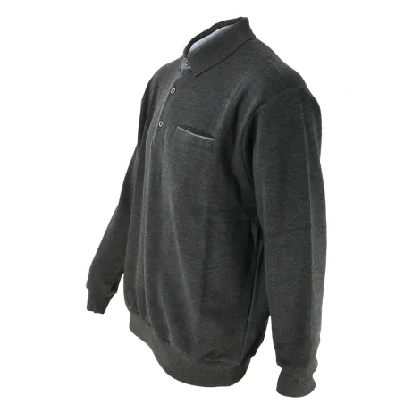 Pull Xeres coton polyester gris anthracite col bleu clair Taille L