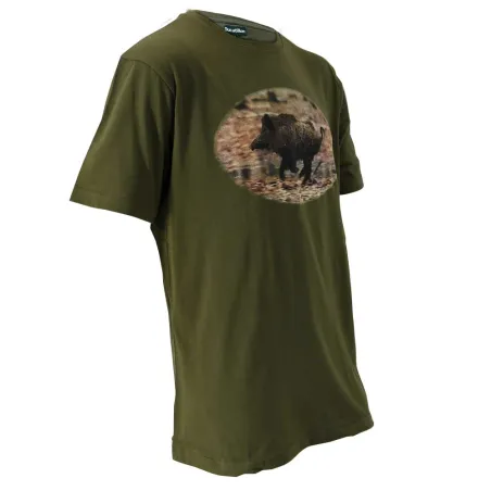 T-Shirt Imprimé sanglier kaki Taille M