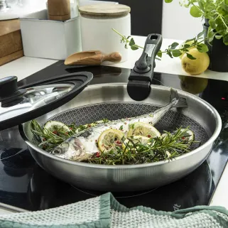 Poêle acier inoxydable nid d'abeille 24 cm