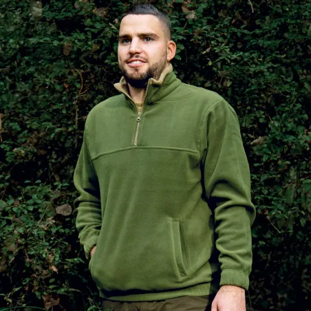 Pull polaire de chasse kaki Luxe taille S à 3XL