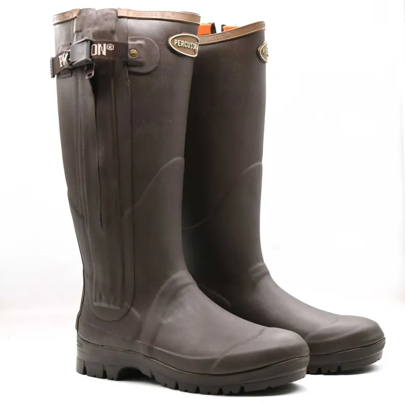 Bottes full zip Rambouillet caoutchouc marron faciles à enfiler