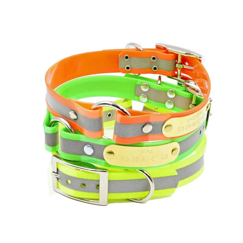 Collier à graver BIOGOLD REFLECTIVE vert fluo de 50 à 60 cm