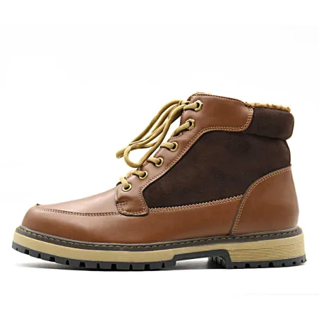 Bottines à lacets marron PU microfibre doublure polaire