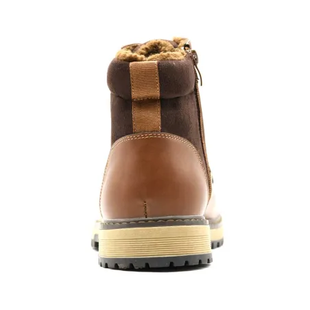 Bottines à lacets marron PU microfibre doublure polaire