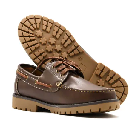 Chaussures bateau semelle crantée synthétique marron 40 à 46