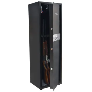 Armoire forte 5 verrous 12 armes 64kg 140x45x40cm + coffre