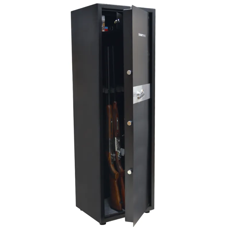 Armoire forte 5 verrous 12 armes 64kg 140x45x40cm + coffre