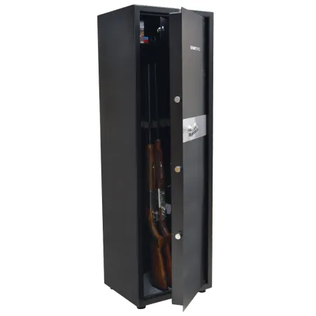 Armoire forte 5 verrous 12 armes 64kg 140x45x40cm + coffre