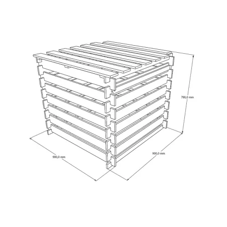 Composteur bois avec couvercle 80 x 80 cm, 510 L