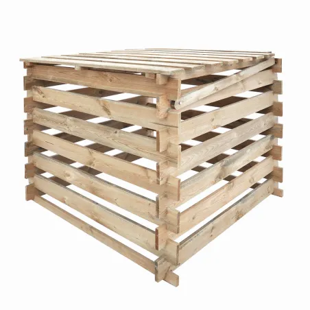 Composteur bois avec couvercle 80 x 80 cm, 510 L