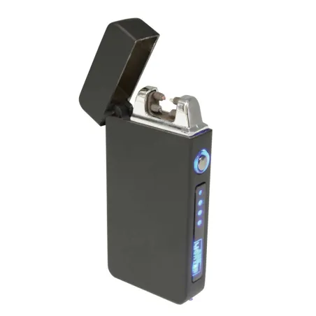Briquet tempête électrique soft touch alu noir 7 x 3,5 x 1,2 cm