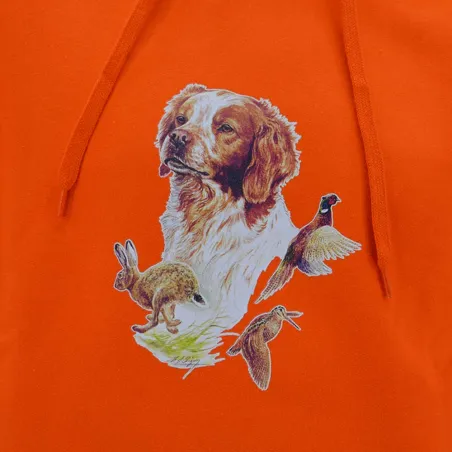 Sweat à capuche orange épagneul Bartavel®