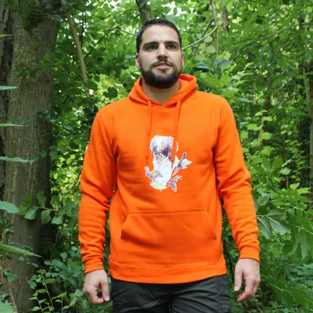 Sweat à capuche orange épagneul Bartavel®