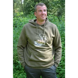 Sweat à capuche kaki grands animaux Bartavel®