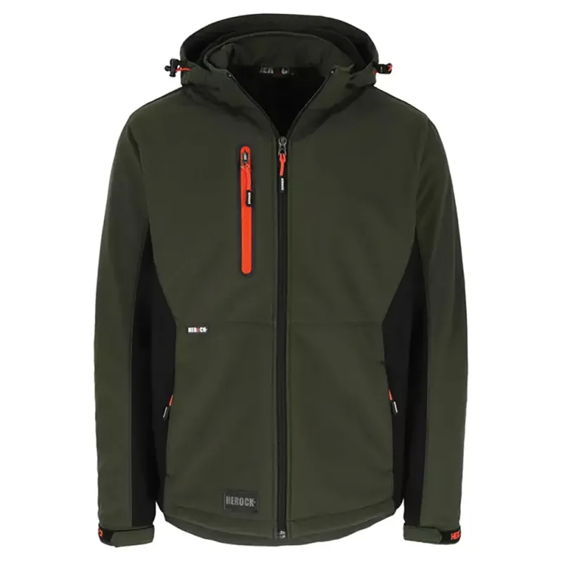 Veste Softshell Trystan Kaki/Noir Herock M à 3XL – Déperlante & robuste