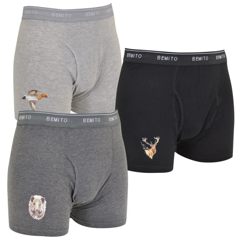 Lot 3 Boxers canard cerf sanglier élastique coton doublé M à 3XL