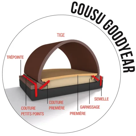 Chaussures de marche montantes Detroit cuir Marron 40 à 47