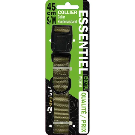 Collier polyester kaki Stepland® – 45 cm, tailles S/M et L/XL