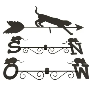 Girouette chat météo métal pour jardin, toit d'extérieur, direction du vent