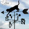Girouette chat météo métal pour jardin, toit d'extérieur, direction du vent