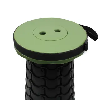 Tabouret télescopique kaki et noir réglable en hauteur de 6 à 45 cm