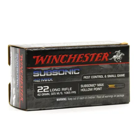 Lot 10x50 balles .22 LR Subsonic 42 gr – Tir discret et précis