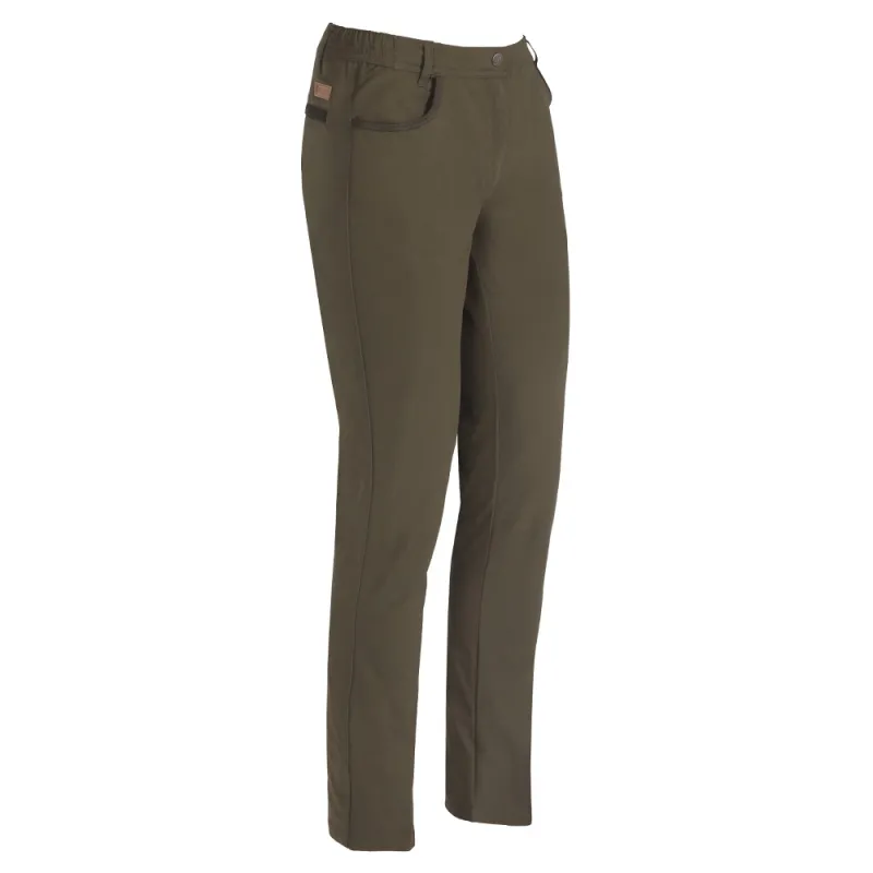 Pantalon chasse femme Savane Hyperstretch polyamide kaki 