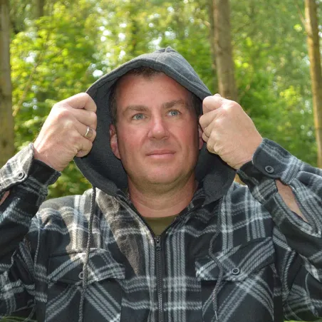 Chemise polaire à capuche 4 poches sherpa marron/rouge M à 3XL